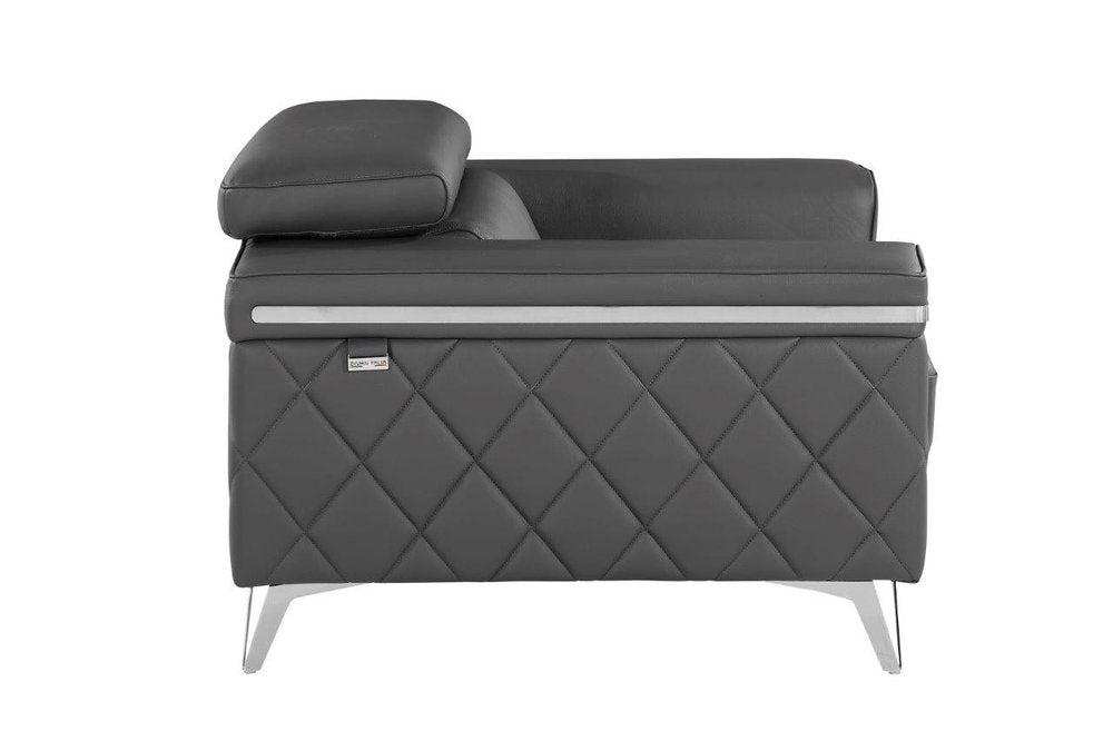 42" Gray And Silver Top Grain Leather Club Chair