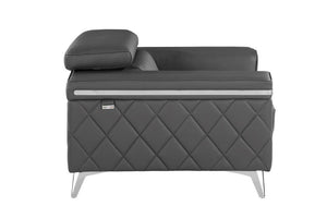 42" Gray And Silver Top Grain Leather Club Chair