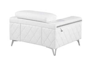 42" White And Silver Top Grain Leather Club Chair