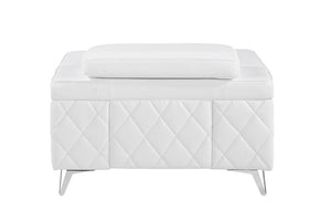 42" White And Silver Top Grain Leather Club Chair