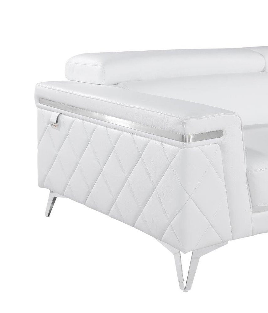 42" White And Silver Top Grain Leather Club Chair