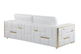 73" White And Silver Metallic Top Grain Leather Loveseat