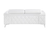 70" White And Silver Metallic Top Grain Leather Loveseat