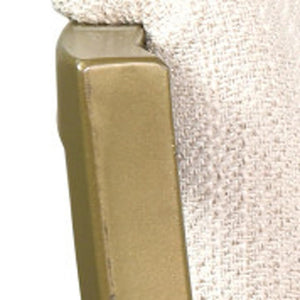 30" Beige And Antiqued Brass Fabric And Steel Low Back Bar Height Bar Chair