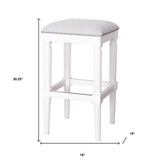 31" Light Gray and White Solid Wood Backless Bar Height Bar Chair