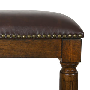 31" Brown And Dark Brown Fabric And Solid Wood Backless Bar Height Bar Chair