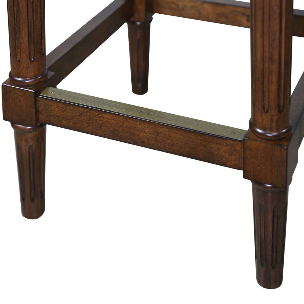 31" Brown And Dark Brown Fabric And Solid Wood Backless Bar Height Bar Chair