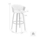 26" Cream and Wood Brown Faux Leather with Solid Wood Swivel Counter Height Bar Chair