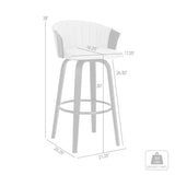 30" Light Gray And Black Fabric Swivel Bar Height Bar Chair