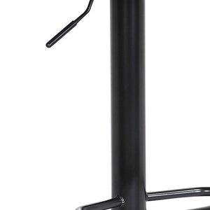 Cream And Black Faux Leather And Fabric And Metal Adjustable Height Swivel Bar Chair