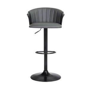 Gray and Black Faux Leather with Metal Swivel Adjustable Height Bar Chair