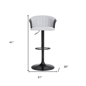 Light Gray and Black Fabric with Metal Swivel Adjustable Height Bar Chair