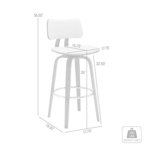 26" Cream And Wood Brown Faux Leather Swivel Low Back Counter Height Bar Chair