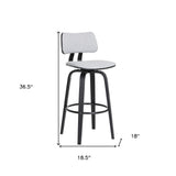 26" Light Gray And Black Fabric Swivel Low Back Counter Height Bar Chair