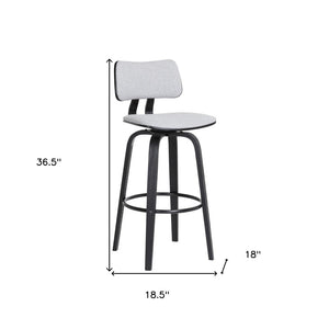 26" Light Gray And Black Fabric Swivel Low Back Counter Height Bar Chair