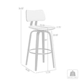 26" Light Gray And Black Fabric Swivel Low Back Counter Height Bar Chair
