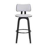 30" Light Gray And Black Fabric Swivel Low Back Bar Height Bar Chair