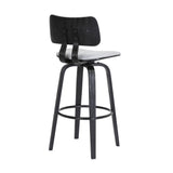 30" Light Gray And Black Fabric Swivel Low Back Bar Height Bar Chair