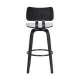 30" Light Gray And Black Fabric Swivel Low Back Bar Height Bar Chair
