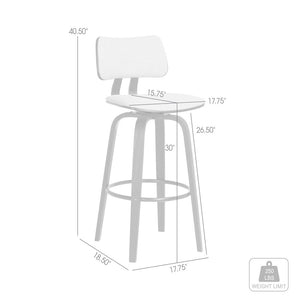 30" Light Gray And Black Fabric Swivel Low Back Bar Height Bar Chair