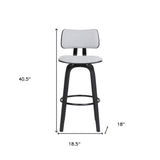 30" Light Gray And Black Fabric Swivel Low Back Bar Height Bar Chair