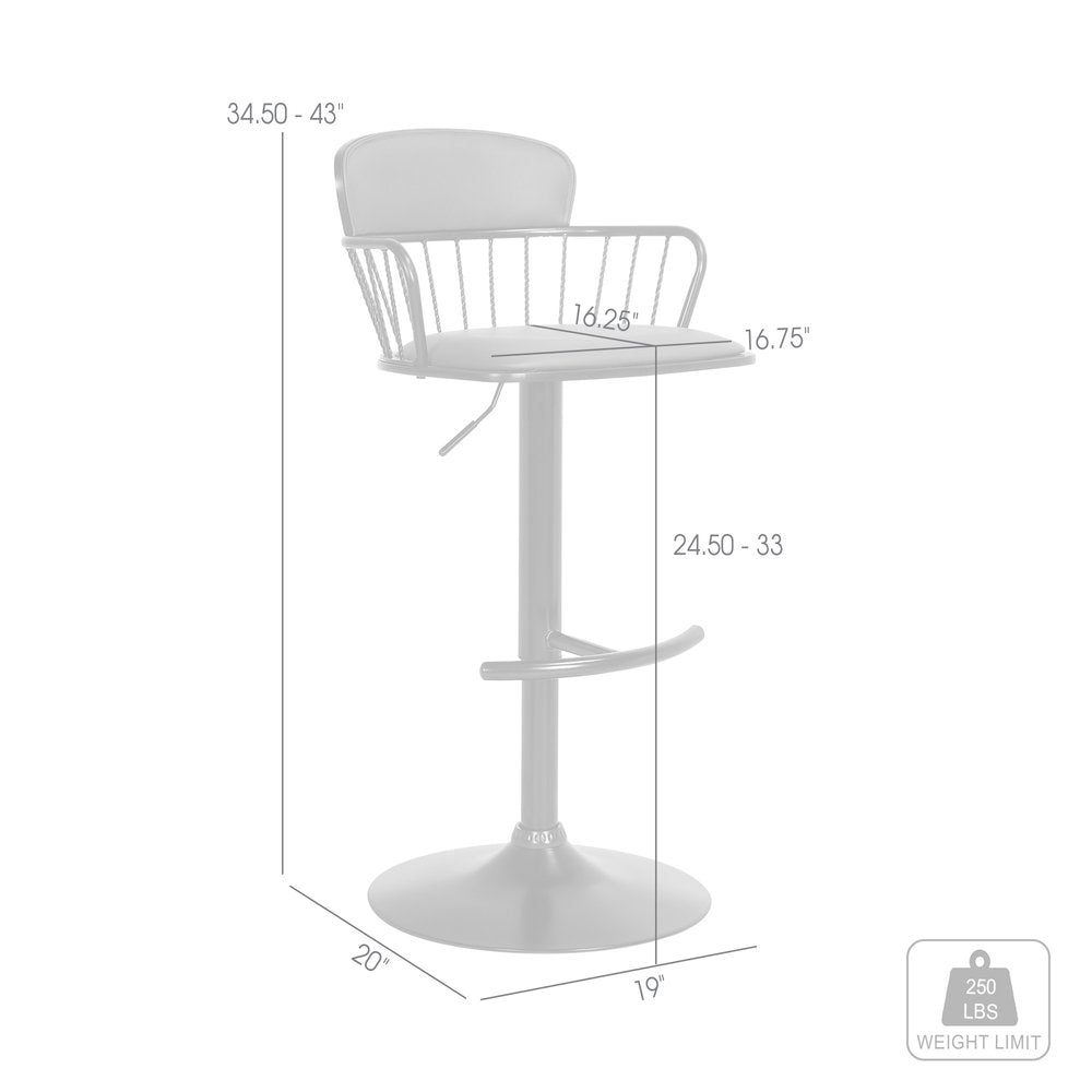 Gray and Black Faux Leather with Metal Swivel Low Back Adjustable Height Bar Chair