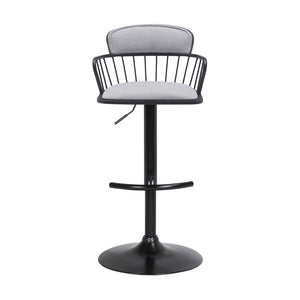 Light Gray and Black Fabric with Metal Swivel Low Back Adjustable Height Bar Chair