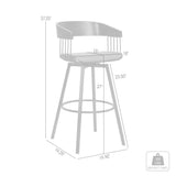 27" Gray and Black Faux Leather with Metal Swivel Counter Height Bar Chair
