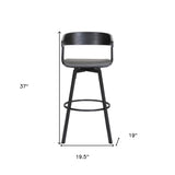 27" Gray and Black Faux Leather with Metal Swivel Counter Height Bar Chair