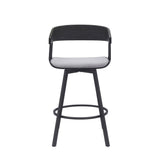 27" Light Gray and Black Fabric with Metal Swivel Counter Height Bar Chair