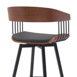 31" Black Faux Leather And Metal Swivel Bar Height Bar Chair