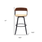 31" Cream and Black Faux Leather with Metal Swivel Bar Height Bar Chair