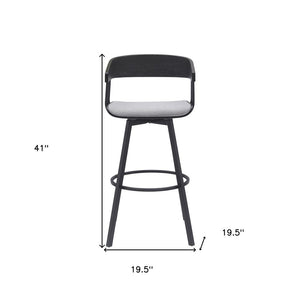31" Light Gray and Black Fabric with Metal Swivel Bar Height Bar Chair