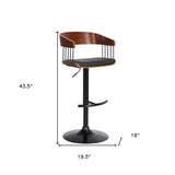 Black Faux Leather And Metal Swivel Adjustable Height Bar Chair