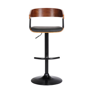 Black Faux Leather And Metal Swivel Adjustable Height Bar Chair