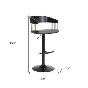 Gray and Black Faux Leather with Metal Swivel Adjustable Height Bar Chair