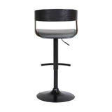 Gray and Black Faux Leather with Metal Swivel Adjustable Height Bar Chair