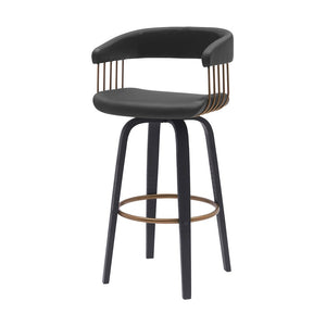 31" Black Faux Leather Swivel Bar Height Bar Chair