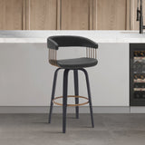 31" Black Faux Leather Swivel Bar Height Bar Chair
