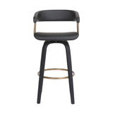 31" Black Faux Leather Swivel Bar Height Bar Chair