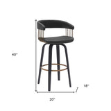 31" Black Faux Leather Swivel Bar Height Bar Chair