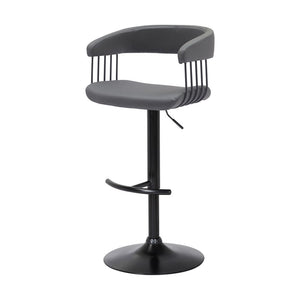 Gray and Black Faux Leather with Metal Swivel Adjustable Height Bar Chair