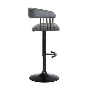 Gray and Black Faux Leather with Metal Swivel Adjustable Height Bar Chair