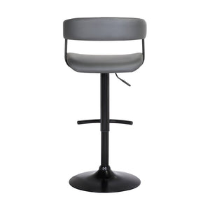 Gray and Black Faux Leather with Metal Swivel Adjustable Height Bar Chair