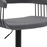Gray and Black Faux Leather with Metal Swivel Adjustable Height Bar Chair