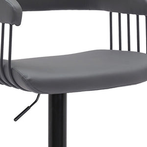 Gray and Black Faux Leather with Metal Swivel Adjustable Height Bar Chair