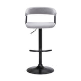 Light Gray and Black Fabric with Metal Swivel Adjustable Height Bar Chair