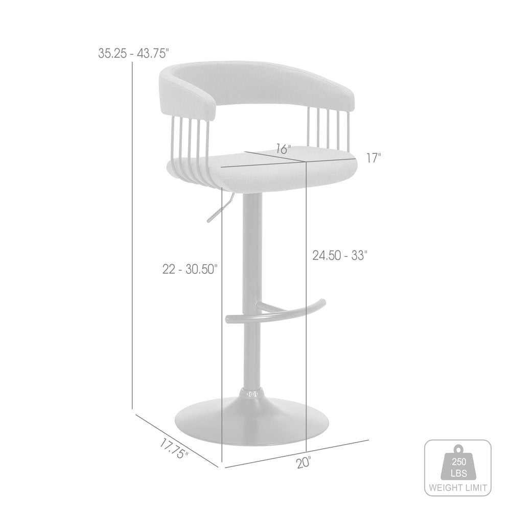Light Gray and Black Fabric with Metal Swivel Adjustable Height Bar Chair