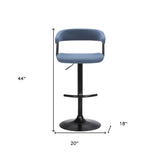 Blue and Black Fabric with Metal Swivel Adjustable Height Bar Chair