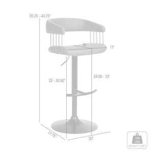 Gray and Black Faux Leather with Metal Swivel Adjustable Height Bar Chair